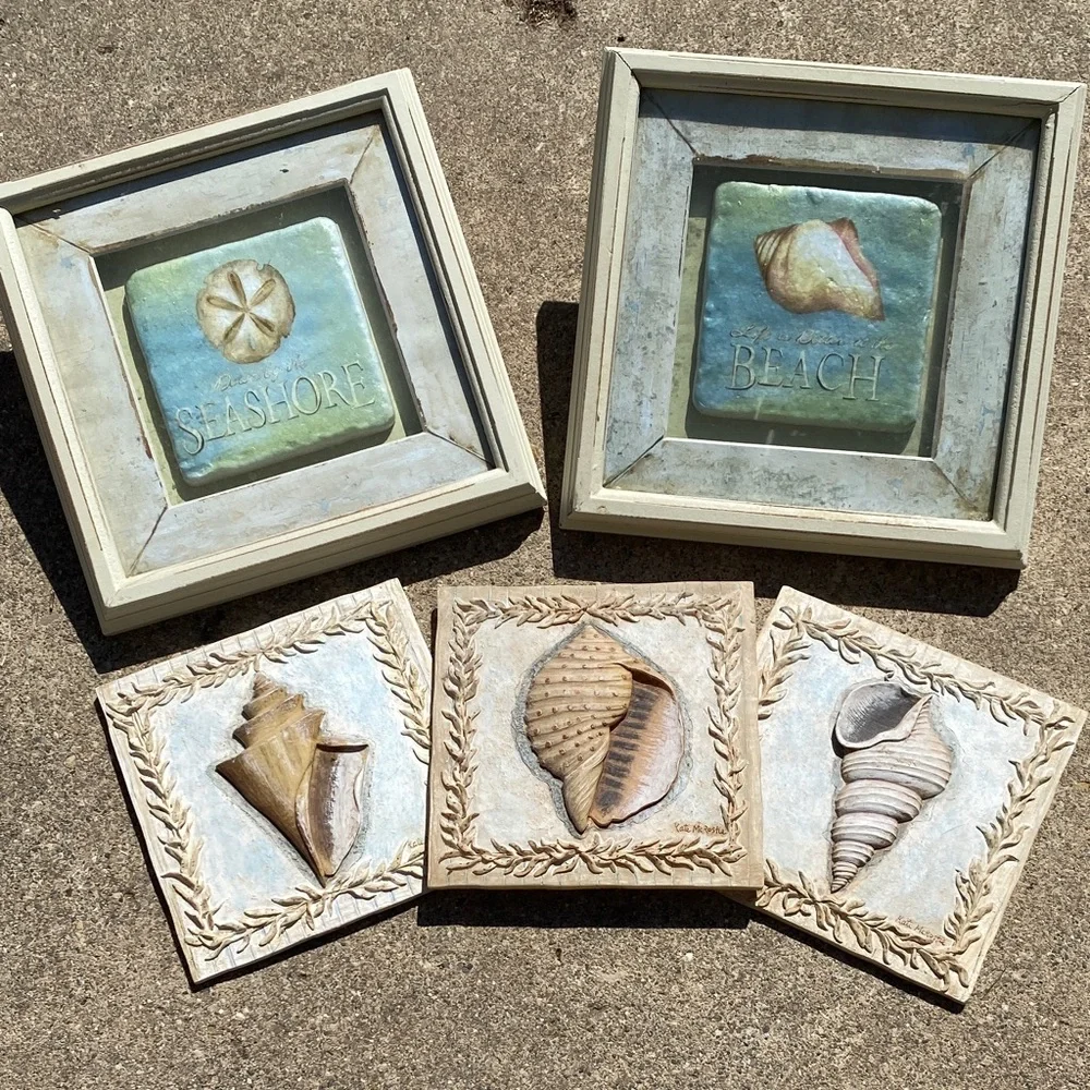 Set of 5 Seashell Beachy Wall Art